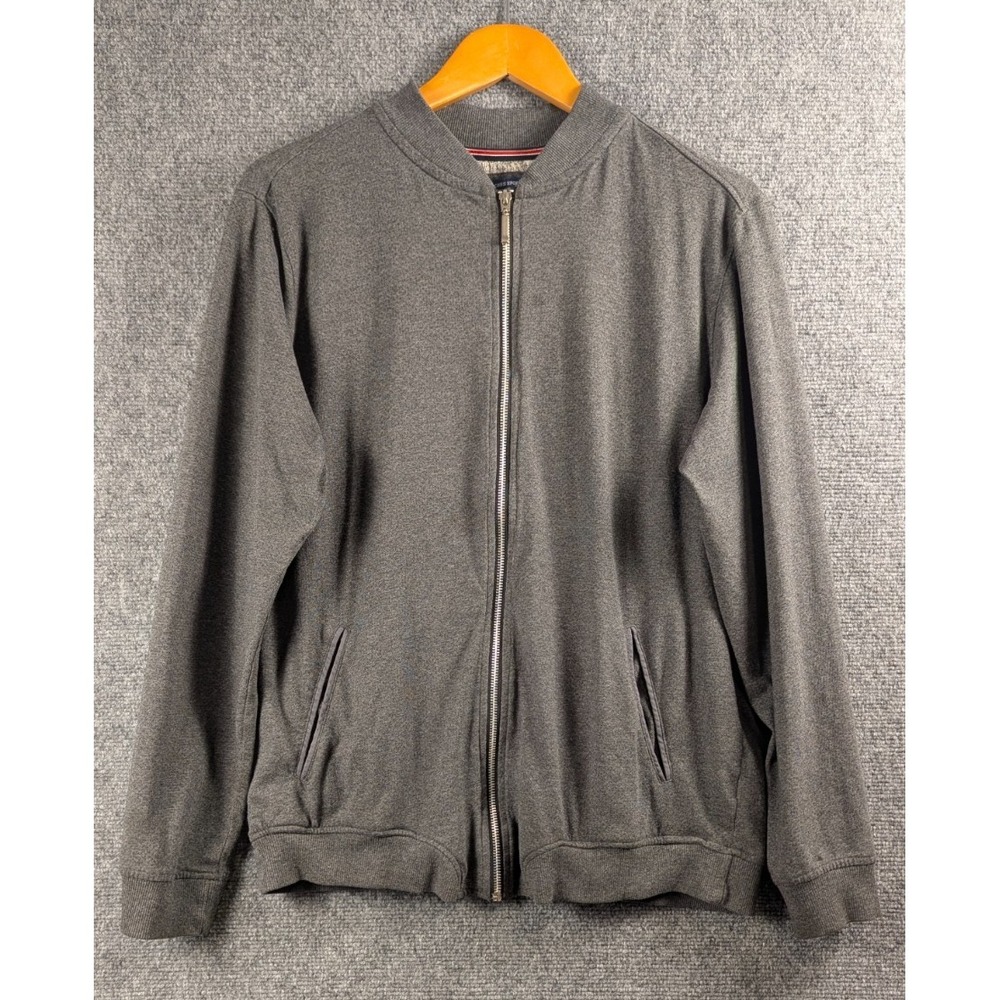 Britches Sport Men's Medium Gray Full Zip Bomber Jacket Cotton Blend Lightweight